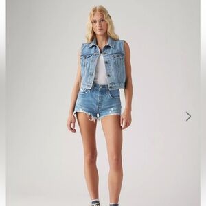 Levi's Blue Denim High Rise Shorts